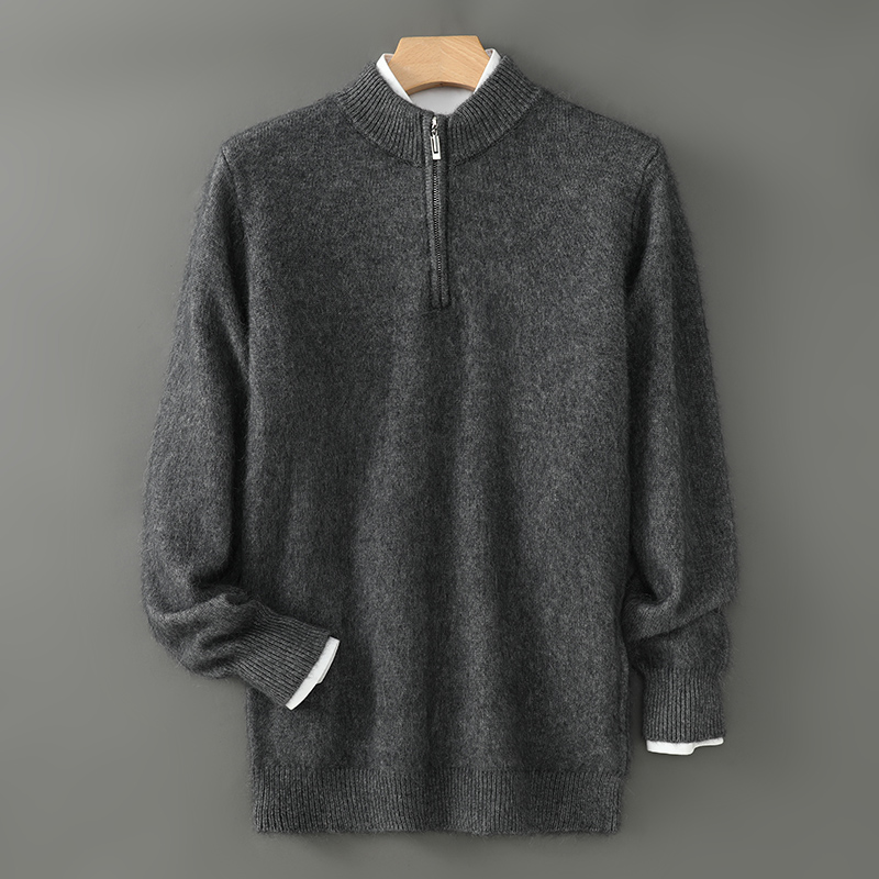 Men'S Fashion Zip Sweater - Pull en cachemire de vison épais