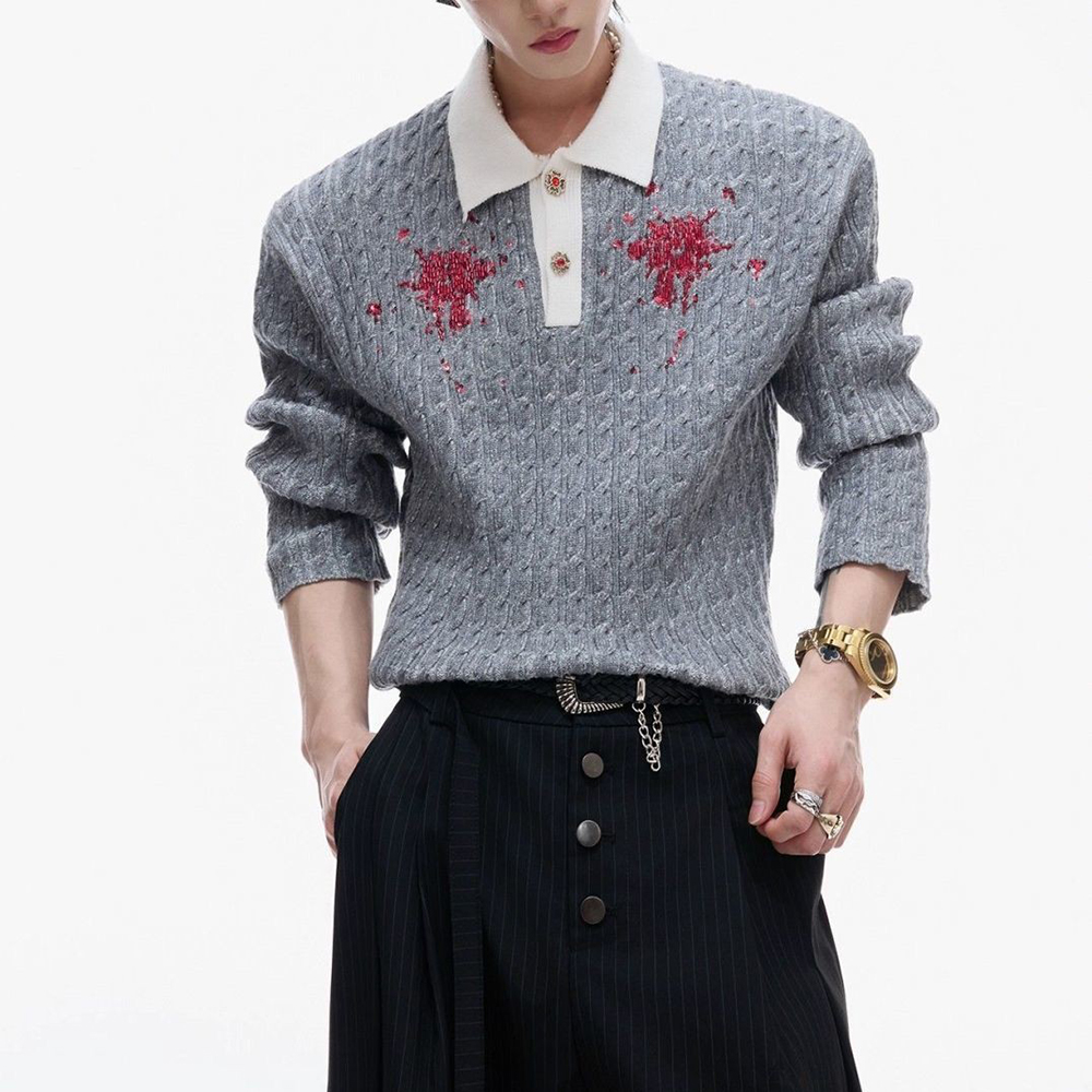 Mens Fashion Mullet - Pull en tricot Slim pour hommes,