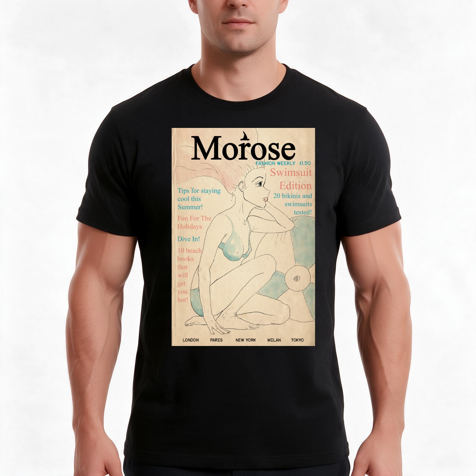 Mens Fashion Magazines - T-shirt à l’effigie de la couverture