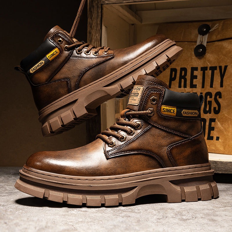 Chelsea Boots Men - Vintage hommes plate-forme bottines automne hiver