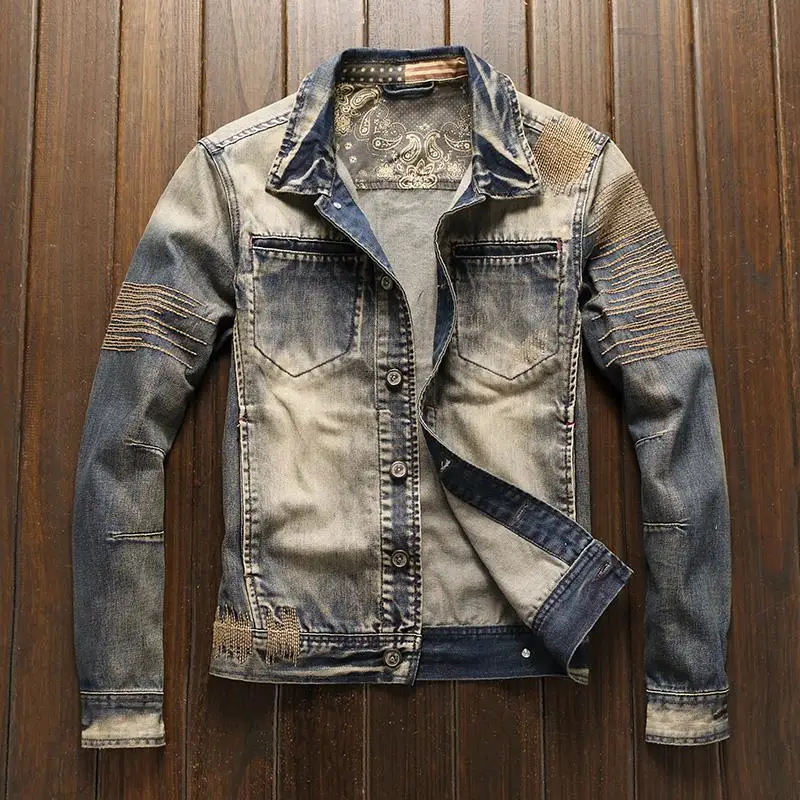 Mens Fashion Denim Jacket - Veste en jean décontractée pour homme,