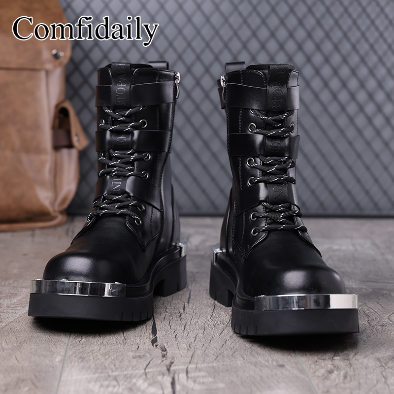Belt Mens Fashion - Bottes hautes à semelles épaisses de