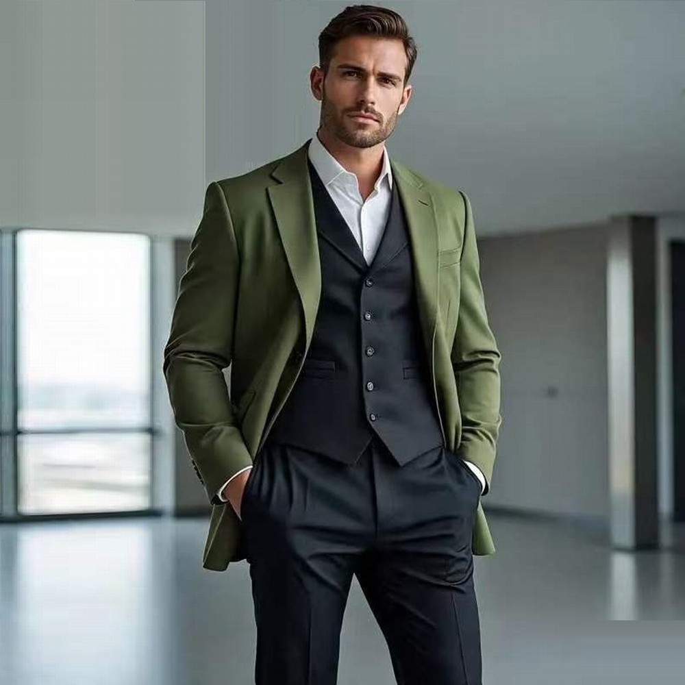 Mens Fashion Vest - Costume de cérémonie pour homme vert