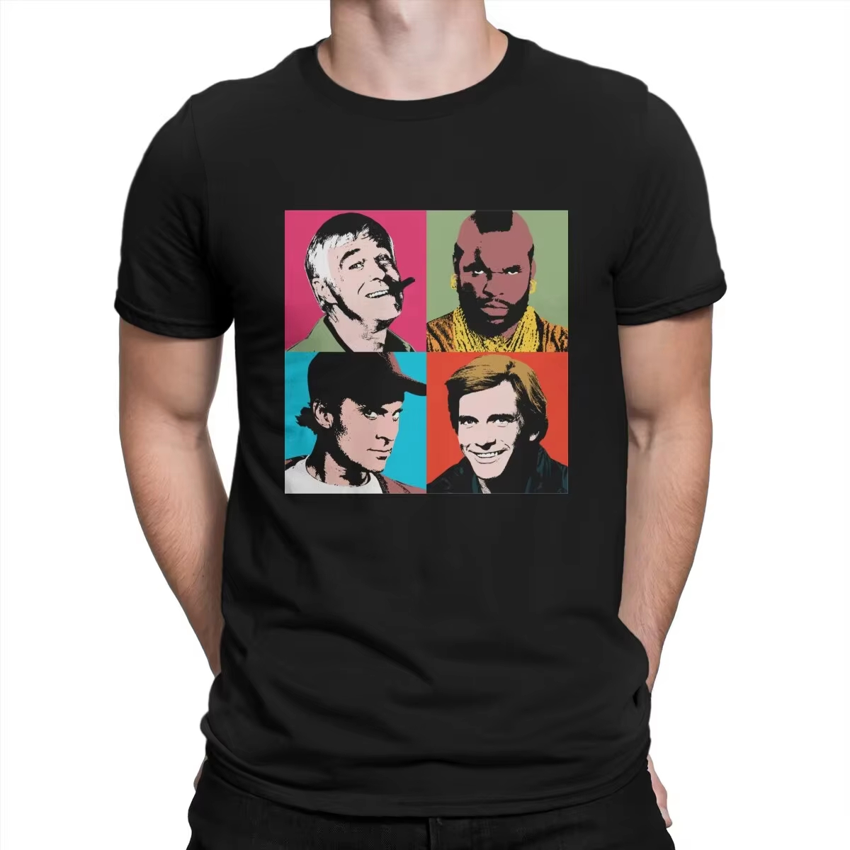 Mens Fashion In The 80S - T-shirt A-Team pour hommes, col rond,