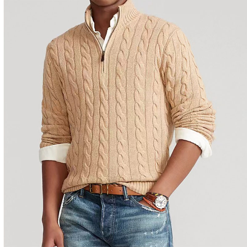 Men'S Fashion Zip Sweater - Pull tricoté à col montant pour