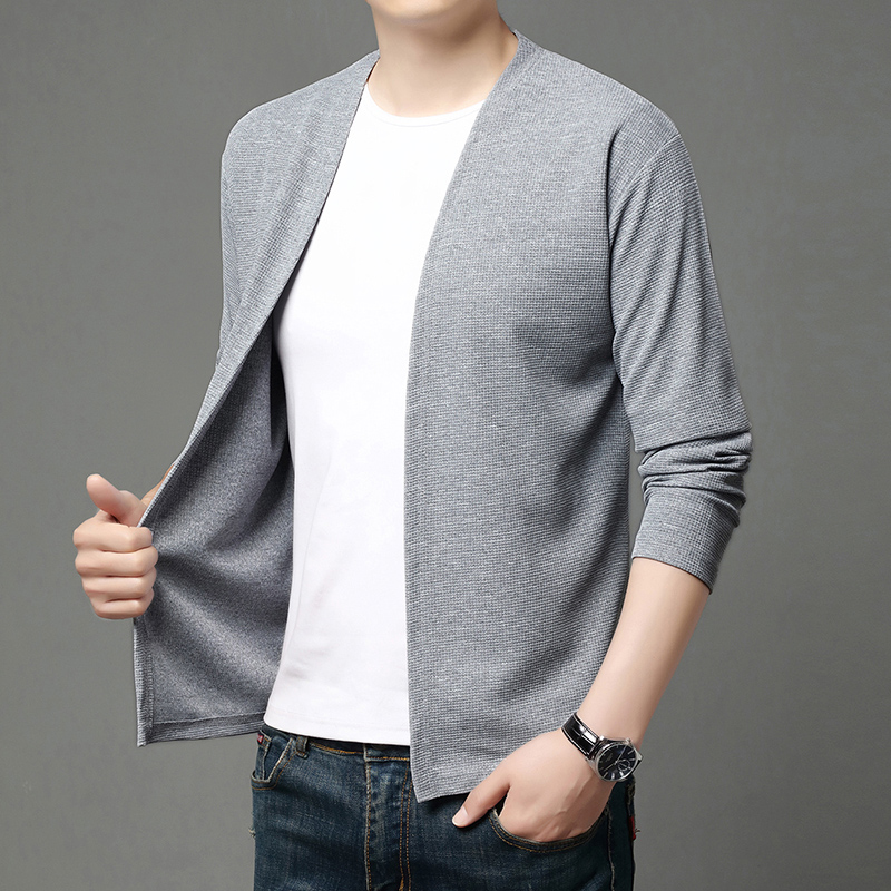 Men'S Fashion Zip Sweater - Cardigan en tricot de couleur unie