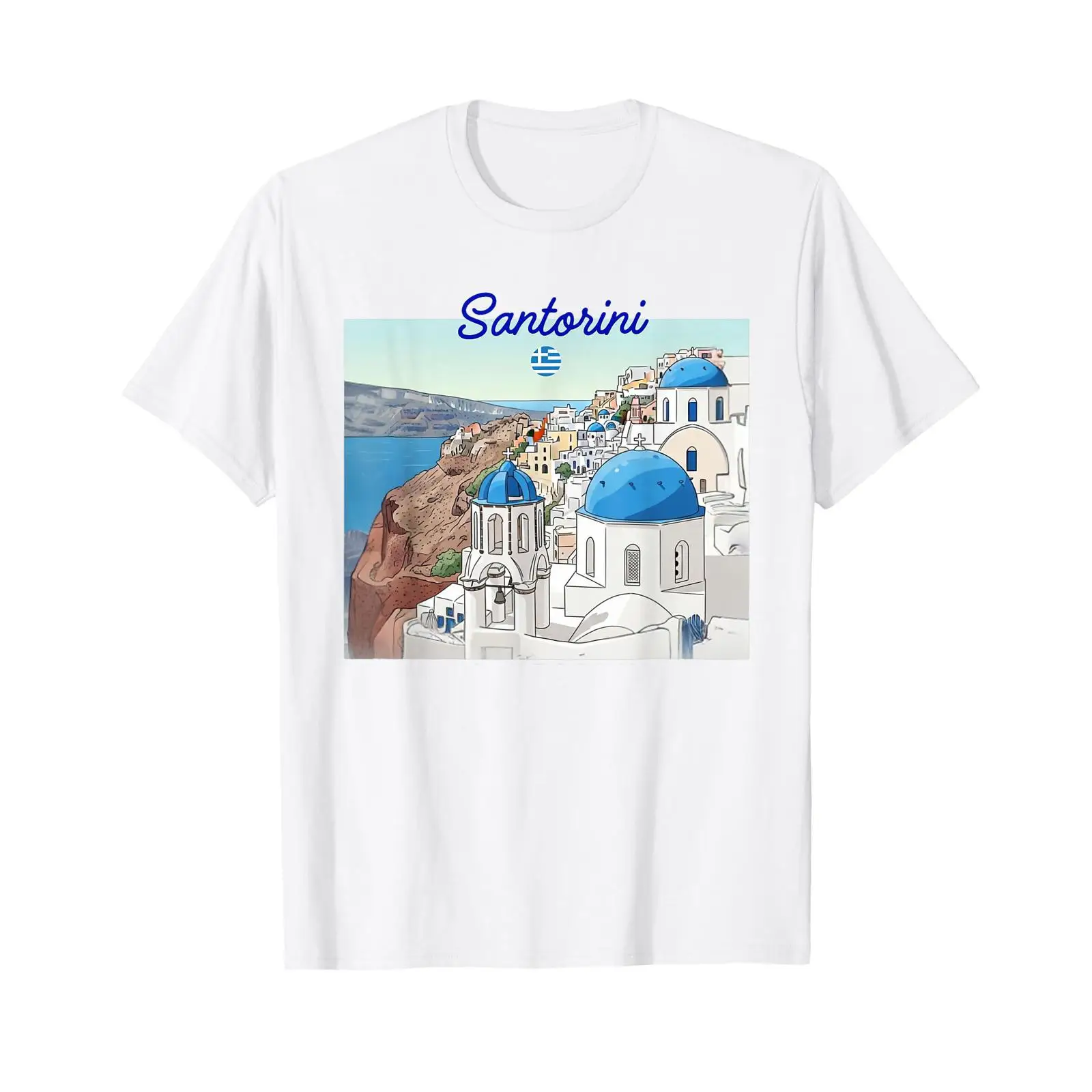 Men'S Fashion Greece - T-shirt Santorini Grèce Drapeau grec Vacances