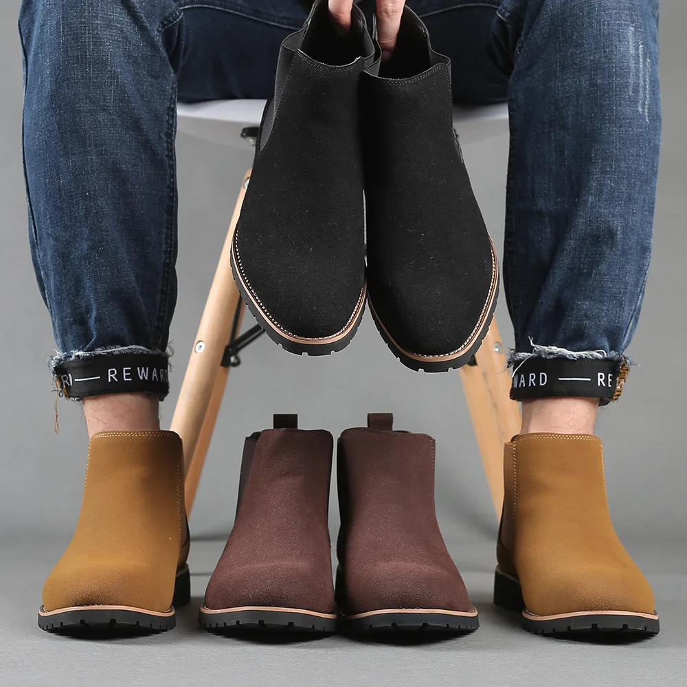 Chelsea Boots Men - Hommes bottines Style britannique daim cuir