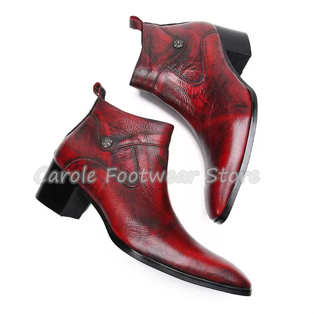 Chelsea Boots Men - Bottines vintage à bout carré en