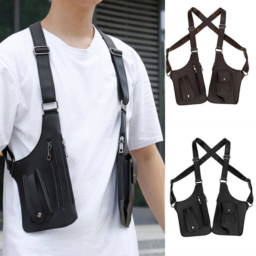 Mens Fashion Vest - Sac de poitrine antivol en cuir