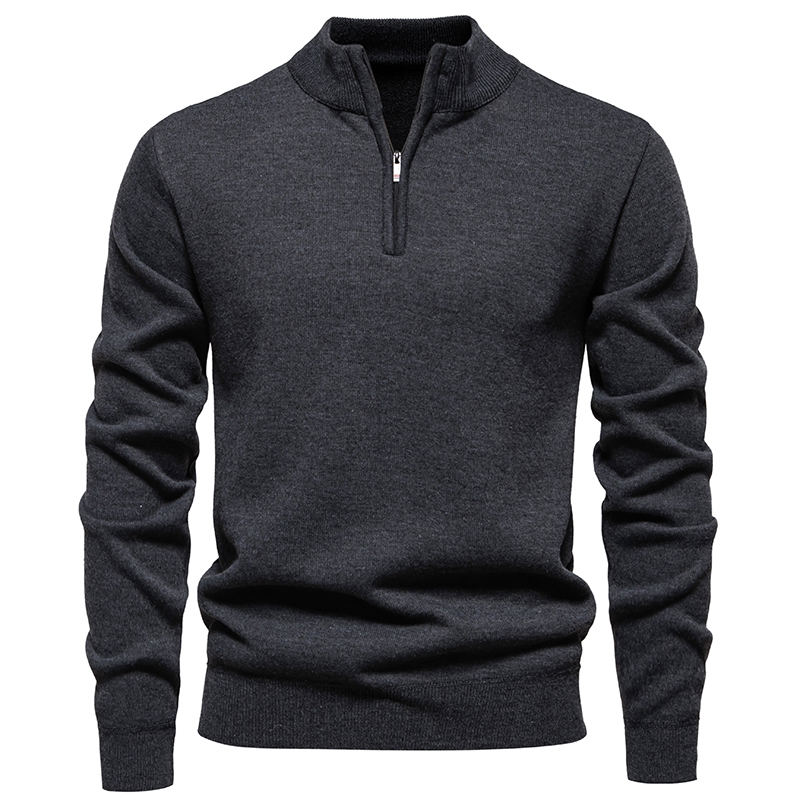 Men'S Fashion Zip Sweater - Pull à col montant mi-zippé pour