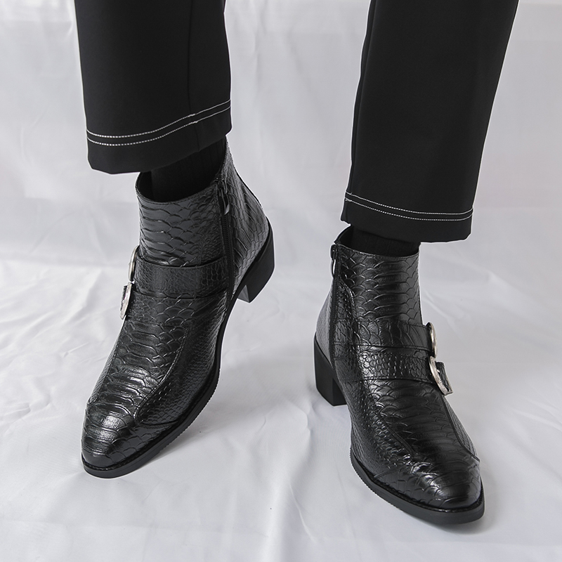Hommes bottes hautes PU boucle - Belt Mens Fashion avis et prix