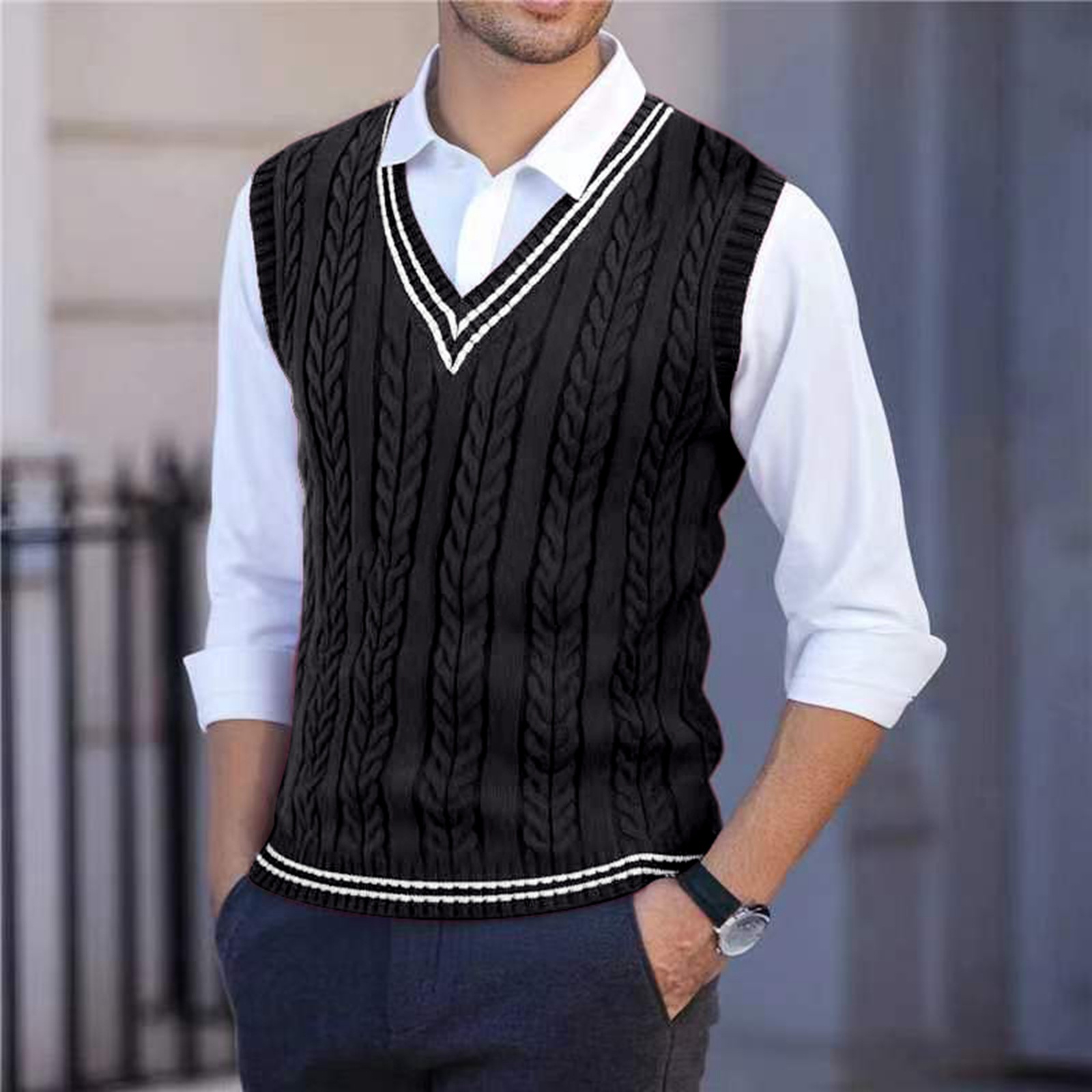 Gilet pull en maille à col en  - Men'S Fashion Zip Sweater avis et prix