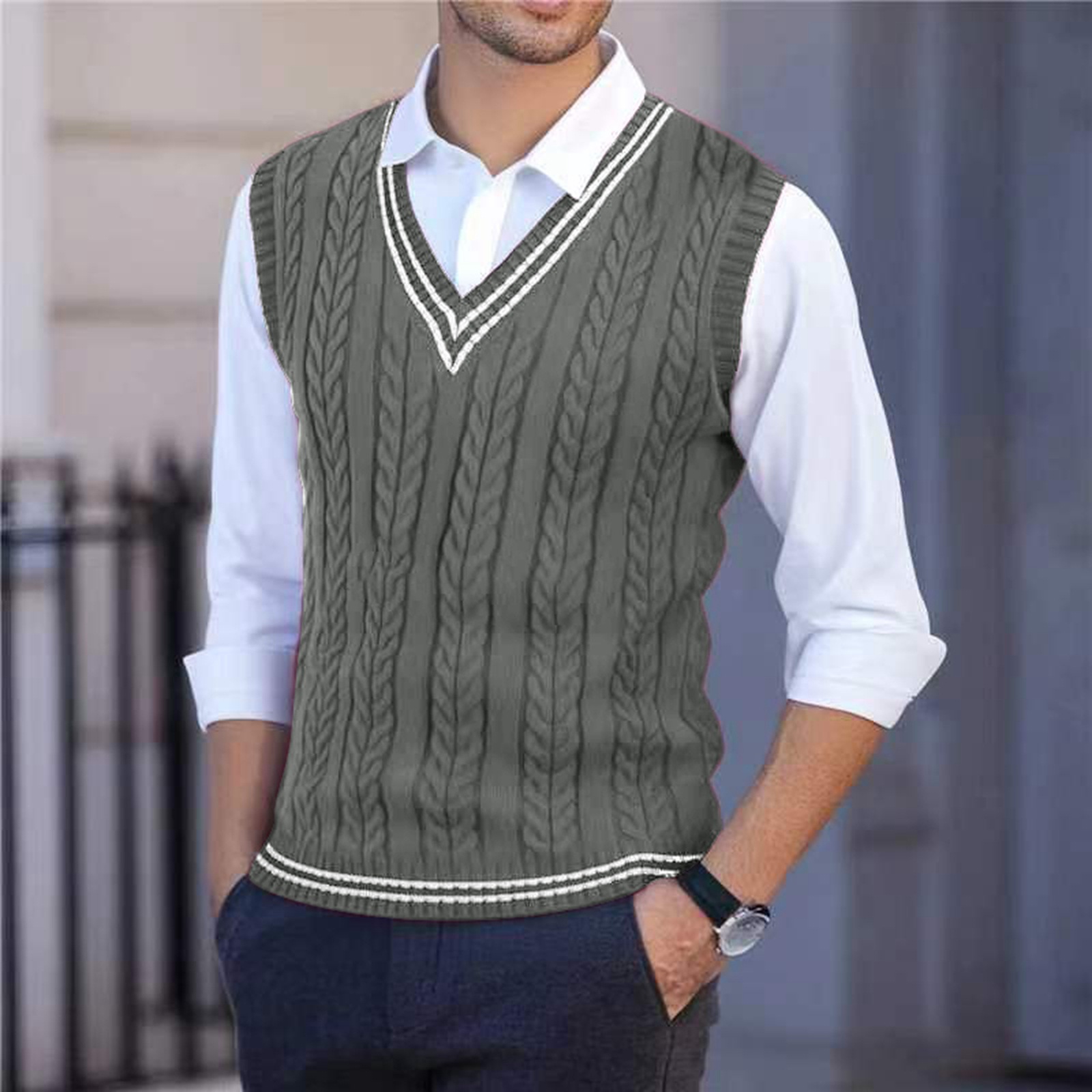 Gilet pull en maille à col en  - Men'S Fashion Zip Sweater avis et prix